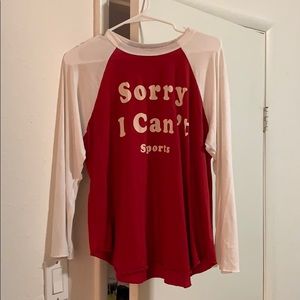 Wildfox “Sorry I Can’t...Sports” 3/4 sleeve shirt